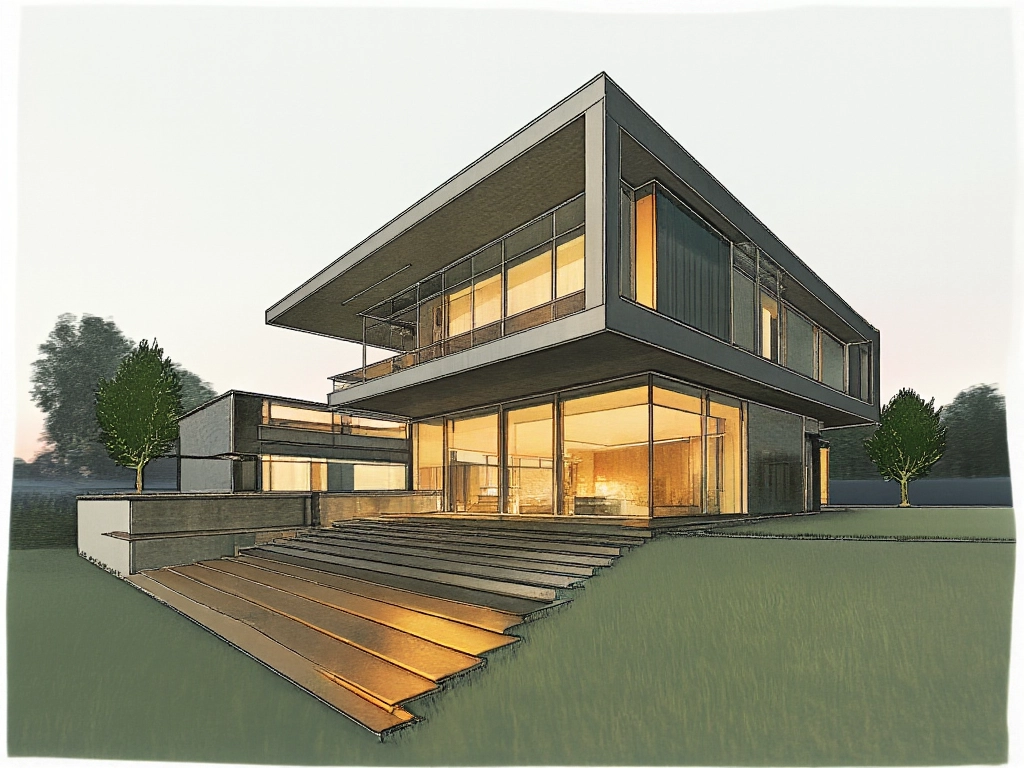 Imagen IA arquitectura estilo pintura