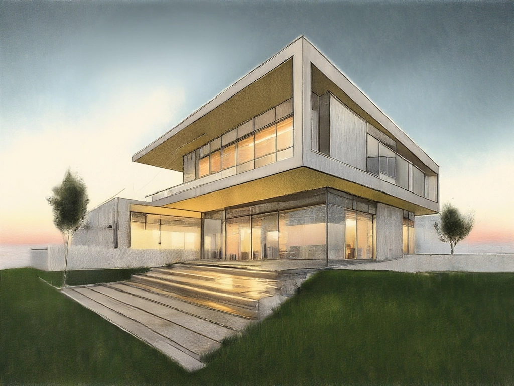 Imagen IA arquitectura estilo realista y lapiz
