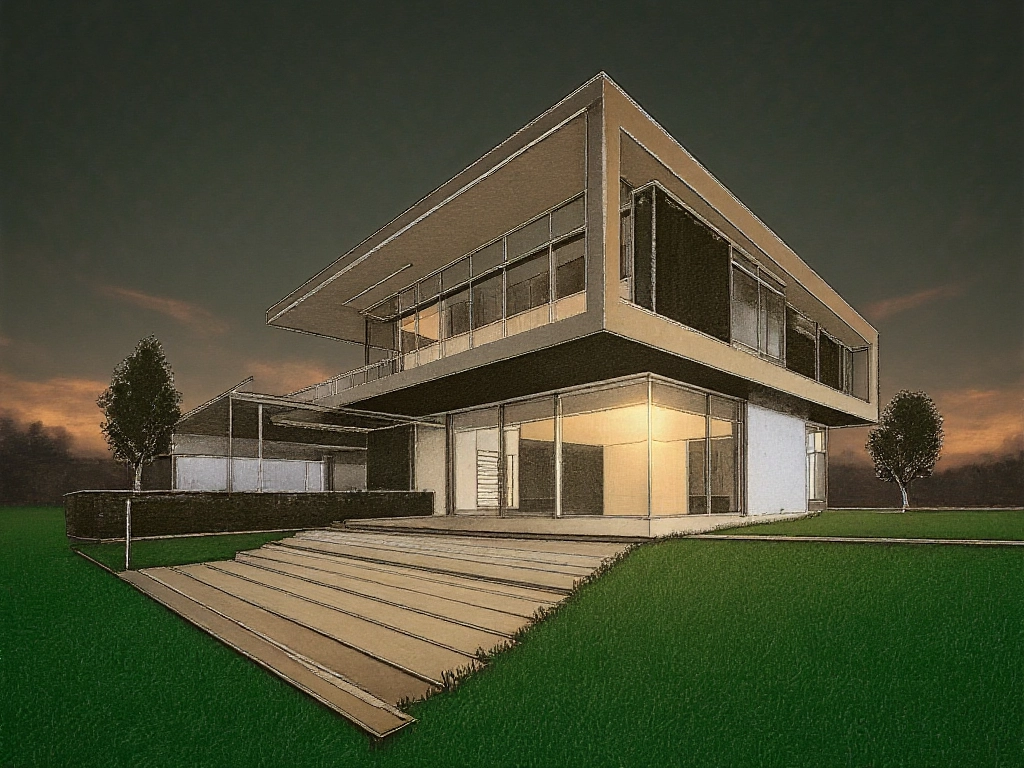 Imagen IA arquitectura estilo realista y pintura 2